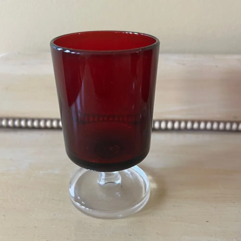 Set of 6 Luminarc Cavalier Ruby Red Cordial Glasses